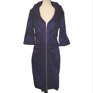 Elegant Deep Purple Zip-Front Women’s Dress